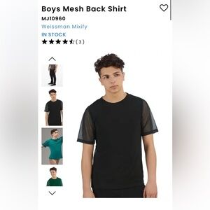 Weissman Elite Boys Mesh Back Short Sleeve Shirt MJ10960 Black MC